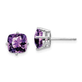 14k White Gold 7x7mm Cushion Amethyst earring