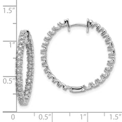14k White Gold AAA Diamond Hinged Hoop Earrings - 6