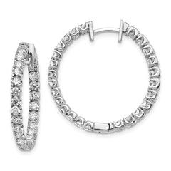 14k White Gold AAA Diamond Hinged Hoop Earrings - 6