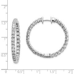 14k White Gold AA Diamond Hinged Hoop Earrings - 11