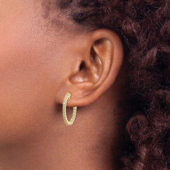 14k Diamond Round Hoop w/Safety Clasp Earrings - 26