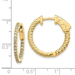 14k Diamond Round Hoop w/Safety Clasp Earrings - 26