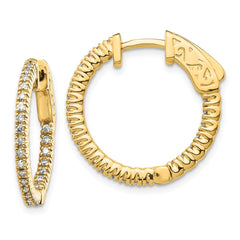 14k Diamond Round Hoop w/Safety Clasp Earrings - 26