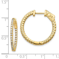 14k Diamond Round Hoop w/Safety Clasp Earrings - 27