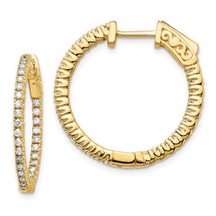 14k Diamond Round Hoop w/Safety Clasp Earrings - 27