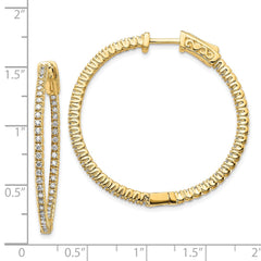 14k Diamond Round Hoop w/Safety Clasp Earrings - 28