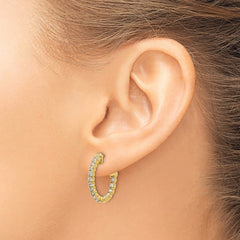 14k Diamond Round Hoop w/Safety Clasp Earrings - 29