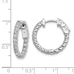 14k White Gold Round Hoop w/Safety Clasp Earring Mountings - 14