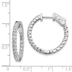 14k White Gold Diamond Round Hoop w/Safety Clasp Earrings - 31