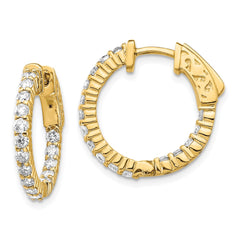 14k Diamond Round Hoop w/Safety Clasp Earrings - 13