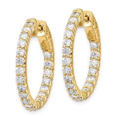 14k Diamond Round Hoop w/Safety Clasp Earrings - 20