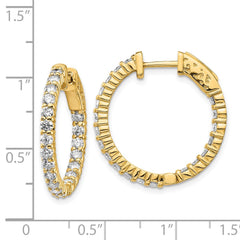 14k Diamond Round Hoop w/Safety Clasp Earrings - 20