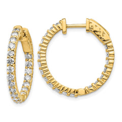 14k Diamond Round Hoop w/Safety Clasp Earrings - 20
