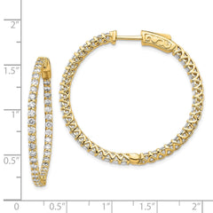 14k Diamond Round Hoop w/Safety Clasp Earrings - 31