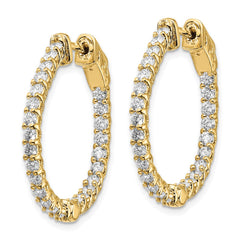14k Diamond Round Hoop w/Safety Clasp Earrings - 6