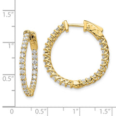 14k Diamond Round Hoop w/Safety Clasp Earrings - 6