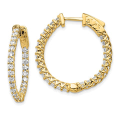 14k Diamond Round Hoop w/Safety Clasp Earrings - 6