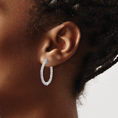 14k White Gold Round Hoop w/Safety Clasp Earring Mountings - 30