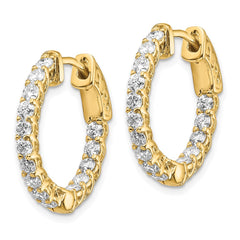 14k Diamond Round Hoop w/Safety Clasp Earrings - 32