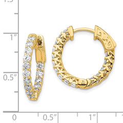14k Diamond Round Hoop w/Safety Clasp Earrings - 32