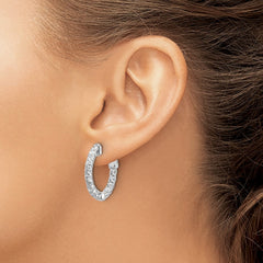 14k White Gold Round Hoop w/Safety Clasp Earring Mountings - 32