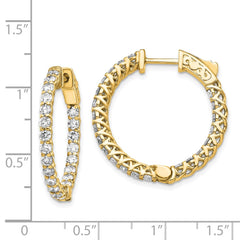 14k Diamond Round Hoop w/Safety Clasp Earrings - 7
