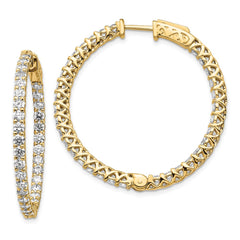 14k Diamond Round Hoop w/Safety Clasp Earrings - 9