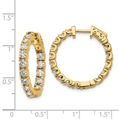 14k Diamond Round Hoop w/Safety Clasp Earrings - 33