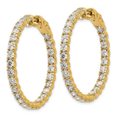 14k Diamond Round Hoop w/Safety Clasp Earrings - 34