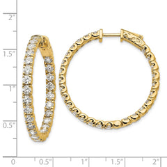 14k Diamond Round Hoop w/Safety Clasp Earrings - 34