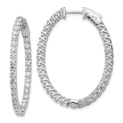 14k White Gold Oval Hoop w/Safety Clasp Earring Mountings
