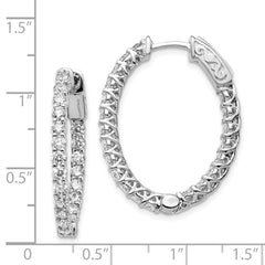14k White Gold Oval Hoop w/Safety Clasp Earring Mountings - 2