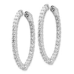 14k White Gold Oval Hoop w/Safety Clasp Earring Mountings - 3