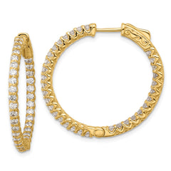 14K 2.3ct 66-2.0mm In/Out Hoop w/ Safety Clasp Diamond Earrings