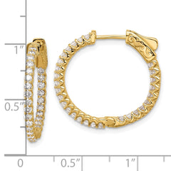 14K 1.12ct. 56-1.7mm In/Out Hoop w/ Safety Clasp Diamond Earrings