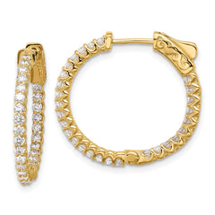 14K 1.12ct. 56-1.7mm In/Out Hoop w/ Safety Clasp Diamond Earrings