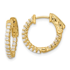 14K .64ct 32-1.7 In/Out Hoop w/ Safety Clasp Diamond Earrings