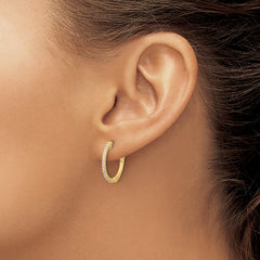 14K .3ct 30-1.2mm Round Hoop w/ Safety Clasp Diamond Earrings