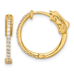 14K .3ct 30-1.2mm Round Hoop w/ Safety Clasp Diamond Earrings