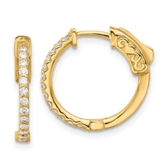 14K .40ct 26-1.5mm Round Hoop w/ Safety Clasp Diamond Earrings