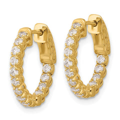 14K .62ct 28-1.75mm In/Out Hoop w/ Safety Clasp Diamond Earrings