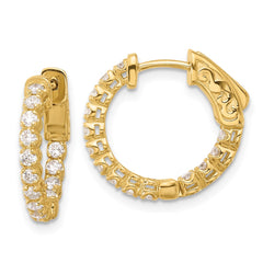 14K .62ct 28-1.75mm In/Out Hoop w/ Safety Clasp Diamond Earrings
