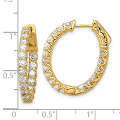 14K 2.1ct 36-2.5mm In/Out Oval Hoop w/ Safety Clasp Diamond Earrings