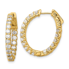 14K 2.1ct 36-2.5mm In/Out Oval Hoop w/ Safety Clasp Diamond Earrings