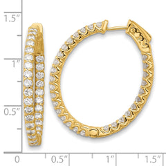 14K 2.9ct 58-2.3mm In/Out Oval Hoop w/ Safety Clasp Diamond Earrings