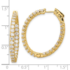 14K 3.1ct 52-2.5mm In/Out Oval Hoop w/ Safety Clasp Diamond Earrings