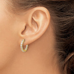 14K 1.41ct. 24-2.5mm In/Out Hoop w/ Safety Clasp Diamond Earrings