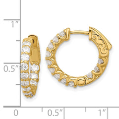 14K 1.41ct. 24-2.5mm In/Out Hoop w/ Safety Clasp Diamond Earrings
