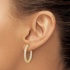 14K 2.1ct 42-2.3mm In/Out Hoop w/ Safety Clasp Diamond Earrings