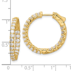 14K 2.1ct 42-2.3mm In/Out Hoop w/ Safety Clasp Diamond Earrings